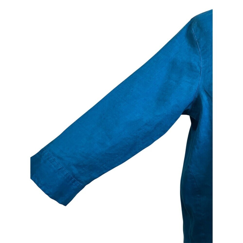 J. Jill 100% Linen Blue Tunic Top Womens M Breathable Beachy Summer Lightweight - Picture 3 of 11